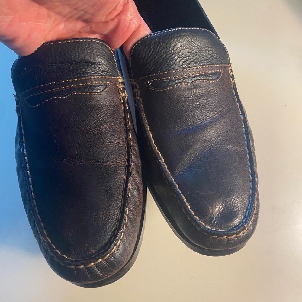 DONALD J PLINER MENS SZ 10M LEATHER DRIVING PENNY LOAFER SLIPON SHOES